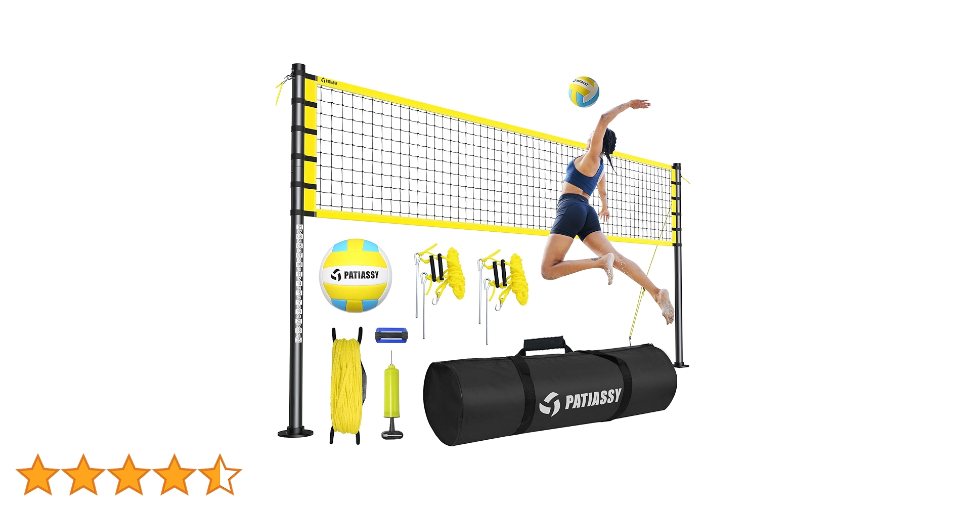 Amazon | Patiassy アウトドアポータブルバレーボールネット